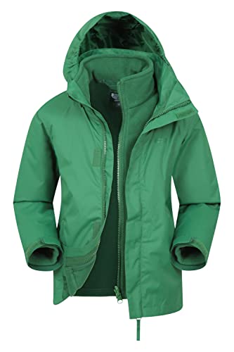 Mountain Warehouse Fell Regenjacke Kinder - 3-in-1 Jacke, atmungsaktive, wasserabweisende Wander-Regenjacke, Multifunktions- und Outdoor-Jacke für Jungen und Mädchen Dunkelgrün 2-3 Jahre von Mountain Warehouse