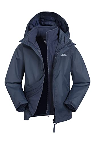 Mountain Warehouse Fell Regenjacke Kinder - 3-in-1 Jacke, atmungsaktive, Wasserabweisende Wander-Regenjacke, Multifunktions- und Outdoor-Jacke für Jungen und Mädchen Marineblau 11-12 Jahre von Mountain Warehouse