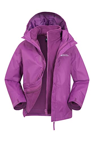 Mountain Warehouse Fell Regenjacke Kinder - 3-in-1 Jacke, atmungsaktive, wasserabweisende Wander-Regenjacke, Multifunktions- und Outdoor-Jacke für Jungen und Mädchen Violett 2-3 Jahre von Mountain Warehouse