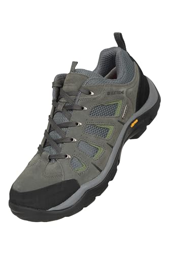 Mountain Warehouse Field Wasserfeste Schuhe für Herren - Vibram-Sohle, Wanderschuhe, Wildleder, Netzstoff, schnelltrocknend - Für Laufen, Reisen zu jeder Jahreszeit Grau 43 von Mountain Warehouse