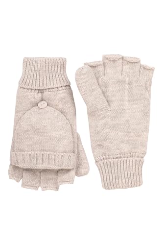 Mountain Warehouse Fingerlose Strick-Fäustlinge für Damen, Für Winter Beige Einheitsgröße von Mountain Warehouse