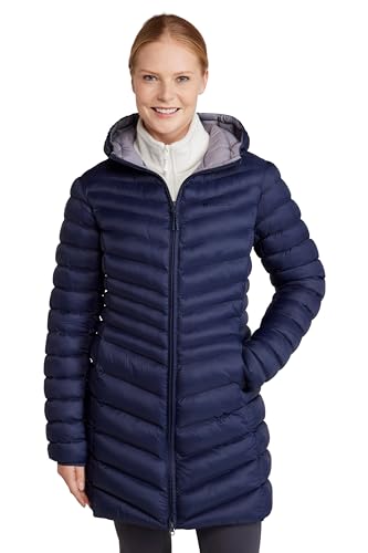Mountain Warehouse Florence II Gefütterte Damen Lange Winterjacke, Regenjacke, Atmungsaktive, Damenjacke mit Fleecefutter Marine Damengröße EU 38 von Mountain Warehouse