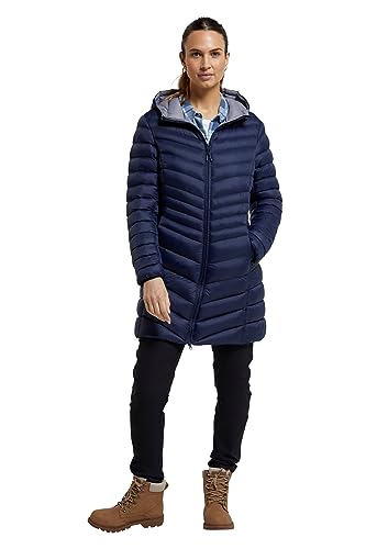 Mountain Warehouse Florence II Gefütterte Damen Lange Winterjacke, Regenjacke, Atmungsaktive, Damenjacke mit Fleecefutter Marineblau 34 von Mountain Warehouse