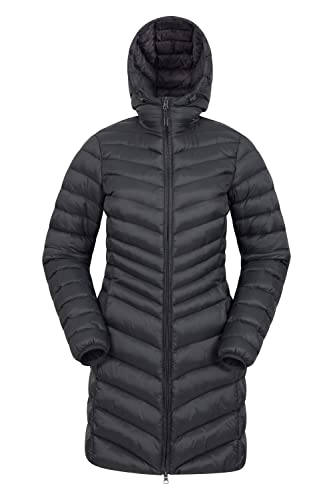 Mountain Warehouse Florence II Gefütterte Damen Lange Winterjacke, Regenjacke, Atmungsaktive, Damenjacke mit Fleecefutter Schwarz Jet 40 von Mountain Warehouse