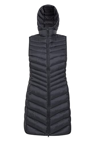 Mountain Warehouse Florence langgeschnittene Steppweste für Damen - Wasserabweisende, ärmellose Jacke mit Mikrofaserisolierung und Seitentaschen - für Herbst und Winter Schwarz Damengröße EU 46 von Mountain Warehouse
