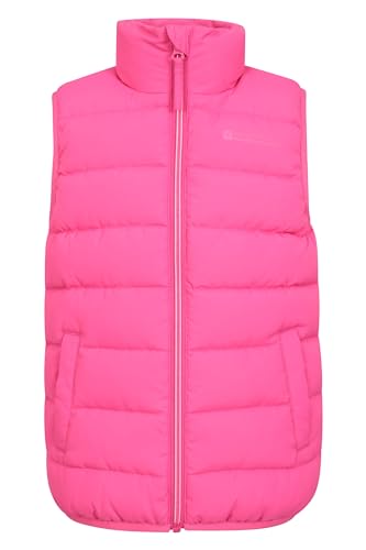 Mountain Warehouse Gepolsterte Kinder-Weste von Rocko - wasserabweisend, Mikrofaserweste, 2 Vordertaschen – idealer Körperwärmer für Jungen und Mädchen Rosa 7-8 Jahre von Mountain Warehouse