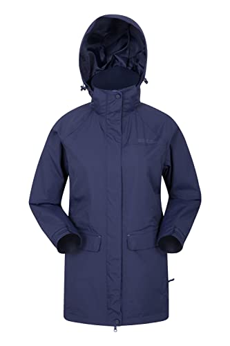 Mountain Warehouse Glacial wasserdichte Damenjacke - warme, atmungsaktive Freizeit-Regenjacke, versiegelte Nähte, abnehmbare Kapuze - ideale Damen-Wanderkleidung, Herbst Marineblau 44 von Mountain Warehouse