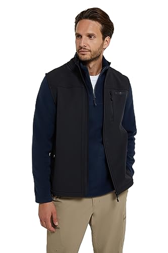 Mountain Warehouse Grasmere Herrenweste - Leichter Körperwärmer, wasserbeständiger Mantel, atmungsaktive Laufweste, Taschen - Für Radfahren und Bergwandern, Herbst Schwarz X-Large von Mountain Warehouse