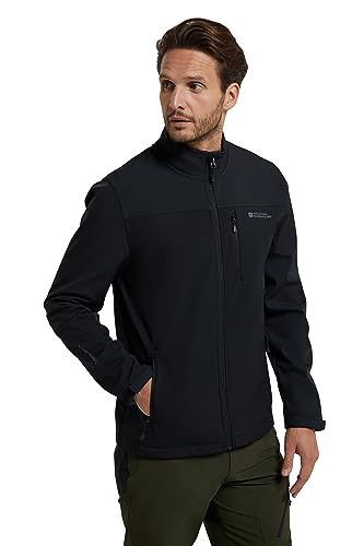 Mountain Warehouse Grasmere Softshelljacke Für Herren - Wasserbeständig, atmungsaktive Regenjacke, leichte Übergangsjacke, Herbst Schwarz Small von Mountain Warehouse