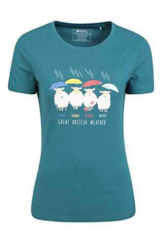 Mountain Warehouse Great British Weather II T-Shirt für Damen – Leichtes und Atmungsaktives Damen-Top mit USF 50+ – Ideal für Frühling, Sommer, Outdoor, Urlaub Blaugrün 40 von Mountain Warehouse