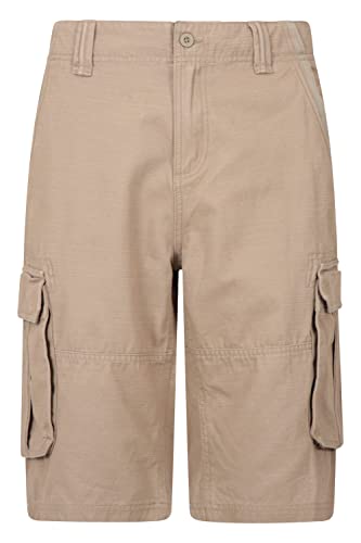 Mountain Warehouse Heavy Duty Herren-Cargo Short - Leicht, 100% Bio-Baumwolle, viele Taschen - Ideal für Strand, Wandern, Wandern und im Freien Hellbeige 58W von Mountain Warehouse