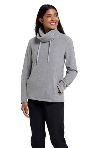 Mountain Warehouse Hebridean Damen-Fleece, Wasserfallkragen - atmungsaktiver Pullover, Antipilling, 2 gebürstete Vorder- und Innentaschen - perfekt für Winter, Reisen Dunkelgrau 44 von Mountain Warehouse