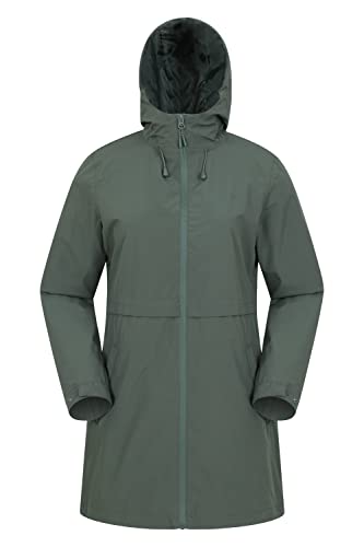 Mountain Warehouse Hilltop Womens Waterproof Jacket - Leichtgewicht mit verstellbarer Kapuze und Seitentaschen - Ideal für den Herbst, Wandern, Outdoor und Camping Dunkel Khaki 40 von Mountain Warehouse