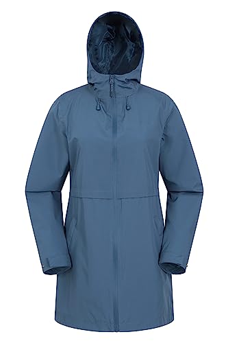 Mountain Warehouse Hilltop Womens Waterproof Jacket - Leichtgewicht mit verstellbarer Kapuze und Seitentaschen - Ideal für den Herbst, Wandern, Outdoor und Camping Dunkelblau 46 von Mountain Warehouse