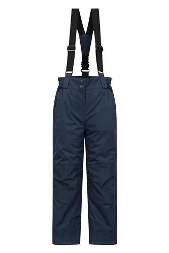 Mountain Warehouse Honey Kinder Schneehose - schneesicher, Schneegamaschen, Verstärkte Knie Ski Bekleidung mit Reißverschluss am Knöchel und abnehmbaren Trägern, Winter Dunkelblau 2-3 Jahre von Mountain Warehouse