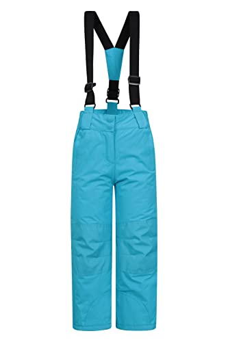 Mountain Warehouse Honey Kinder Schneehose - schneesicher, Schneegamaschen, Verstärkte Knie Ski Bekleidung mit Reißverschluss am Knöchel und abnehmbaren Trägern, Winter Intensiv Blau 5-6 Jahre von Mountain Warehouse