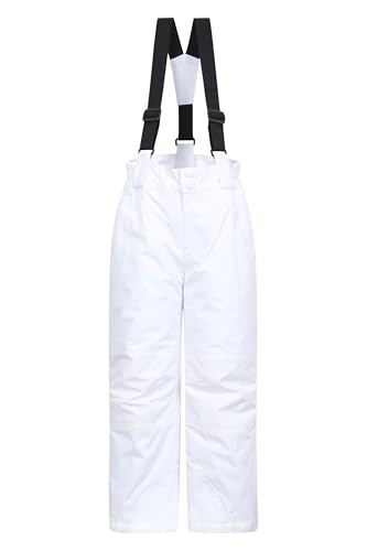 Mountain Warehouse Honey Kinder Schneehose - schneesicher, Schneegamaschen, Verstärkte Knie Ski Bekleidung mit Reißverschluss am Knöchel und abnehmbaren Trägern, Winter Weiß 11-12 Jahre von Mountain Warehouse