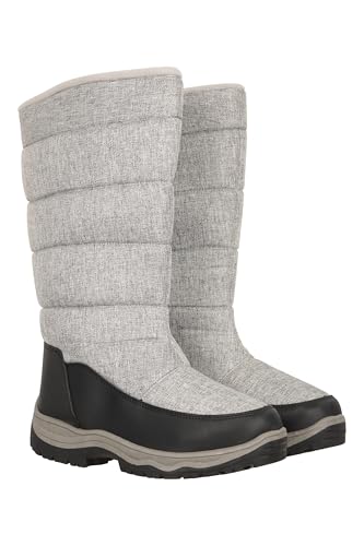 Mountain Warehouse Icey Womens Long Snow Boots - Wasserfeste, schneesichere & warme Schuhe mit Sherpa-Fleece-Futter - Für Winter, Wandern & Outdoor Hellgrau Damen-Schuhgröße 41 EU von Mountain Warehouse