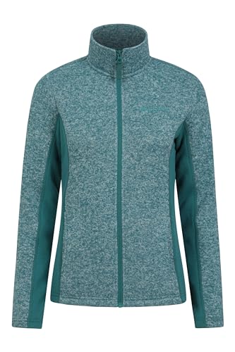 Mountain Warehouse Idris Fleece-Jacke mit Einsätzen für Damen - warme, leichte Jacke mit atmungsaktiven Vordertaschen - für Herbst, Winter, Camping, Outdoor und Wandern Dunkelblaugrün 48 von Mountain Warehouse