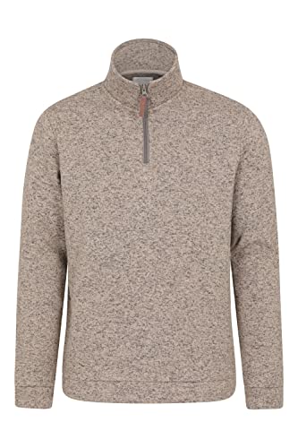 Mountain Warehouse Idris Fleecejacke Für Herren - Leichtes Oberteil, atmungsaktives Sweatshirt, schnelltrocknend, weiche Mikrofleecejacke - Für Camping, Winter Beige 3XL von Mountain Warehouse