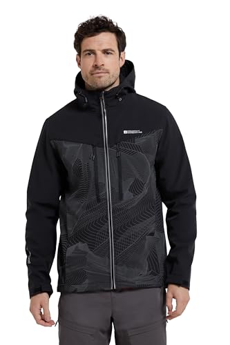 Mountain Warehouse Illuminate II Herren Softshell Jacke - IsoDry, wasser- und winddichter Mantel mit reflektierenden Details - für Frühling, Sommer, leichten Regen Schwarz 3XL von Mountain Warehouse