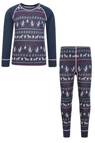 Mountain Warehouse Jacquard-Unisex-Merino-Basisschicht für Kinder - feuchtigkeitsableitend, schnelltrocknend, für Jungen und Mädchen, Baselayer - ideal für Wintercamping Dunkelviolett 116 (5-6 Jahre) von Mountain Warehouse