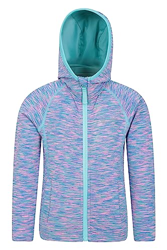 Mountain Warehouse Kayleigh gestreifte Mädchen-Kapuzenjacke - gefütterte Kapuzenjacke, Warmer Pullover, Fronttaschen, Reißverschluss Blau 140 (9-10 Jahre) von Mountain Warehouse