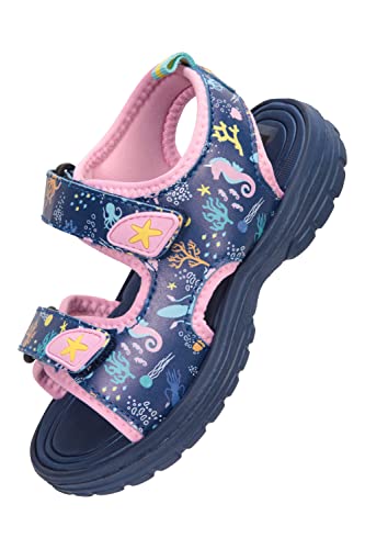 Mountain Warehouse Kindersandalen - neoprengefütterte Kinderstrandschuhe, strapazierfähige Sandalen, Klettverschluss, Sommerschuh mit abnehmbarem Fersenriemen Blau 28 von Mountain Warehouse