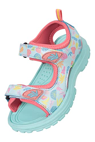 Mountain Warehouse Kindersandalen - neoprengefütterte Kinderstrandschuhe, strapazierfähige Sandalen, Klettverschluss, Sommerschuh mit abnehmbarem Fersenriemen Türkis 30.5 von Mountain Warehouse