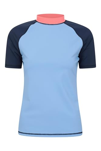 Mountain Warehouse Kurzärmeliges Badeshirt mit UV-Schutz für Damen - LSF50+, schnelltrocknendes Rash Guard, Flache Nähte - Für Schwimmen, Strand - unter Neoprenanzug Blau Damengröße EU 48 von Mountain Warehouse