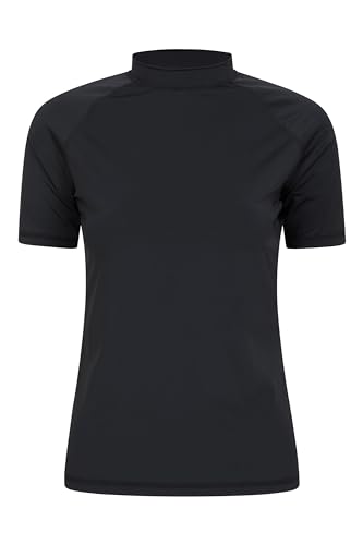 Mountain Warehouse Kurzärmeliges Badeshirt mit UV-Schutz für Damen - LSF50+, schnelltrocknendes Rash Guard, Flache Nähte - Für Schwimmen, Strand - unter Neoprenanzug Schwarz Damengröße EU 34 von Mountain Warehouse