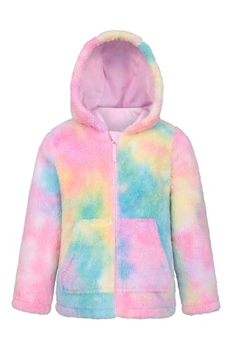 Mountain Warehouse Kuscheliger Kinderkapuzenpullover Reißverschluss und Regenbogen – Sweatshirt Vordertaschen Midlayer Jungen/Mädchen – Herbst/Winter Intensiv Pink Kinder 116 EU (5-6 Jahre) von Mountain Warehouse
