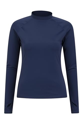 Mountain Warehouse Langärmeliges Badeshirt für Damen - Damen-Badeshirt mit LSF50+, schnelltrocknend, Flache Nähte, dehnbar - Für Schwimmen und unter einem Neoprenanzug Marineblau 34 von Mountain Warehouse