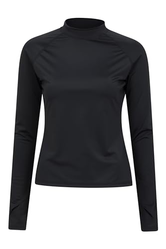 Mountain Warehouse Langärmeliges Badeshirt für Damen - Damen-Badeshirt mit LSF50+, schnelltrocknend, Flache Nähte, dehnbar - Für Schwimmen und unter einem Neoprenanzug Schwarz Jet 40 von Mountain Warehouse