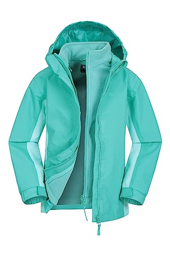 Mountain Warehouse Lightning 3-in-1 Kinder-Jacke - wasserdichte Winterjacke mit Fleecefutter, atmungsaktive Übergangsjacke für Jungen und Mädchen mit Abnehmbarer Kapuze Hellblaugrün 5-6 Jahre von Mountain Warehouse