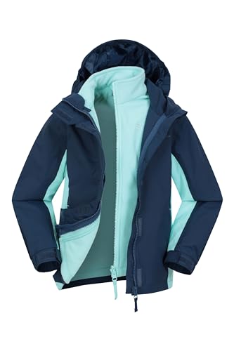 Mountain Warehouse Lightning 3-in-1 Kinder-Jacke - wasserdichte Winterjacke mit Fleecefutter, atmungsaktive Übergangsjacke für Jungen und Mädchen mit abnehmbarer Kapuze Blau 9-10 Jahre von Mountain Warehouse