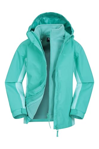 Mountain Warehouse Lightning 3-in-1 Kinder-Jacke - wasserdichte Winterjacke mit Fleecefutter, atmungsaktive Übergangsjacke für Jungen und Mädchen mit abnehmbarer Kapuze Hellblaugrün 11-12 Jahre von Mountain Warehouse