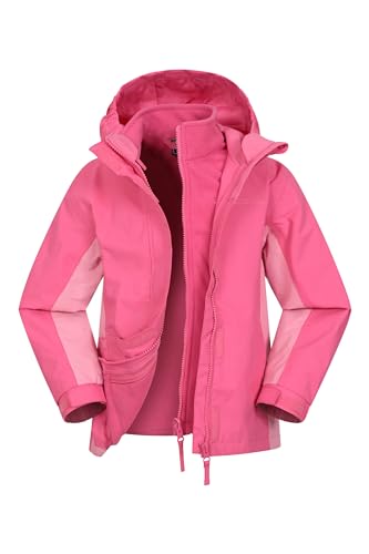 Mountain Warehouse Lightning 3-in-1 Kinder-Jacke - wasserdichte Winterjacke mit Fleecefutter, atmungsaktive Übergangsjacke für Jungen und Mädchen mit abnehmbarer Kapuze Hellrosa 11-12 Jahre von Mountain Warehouse