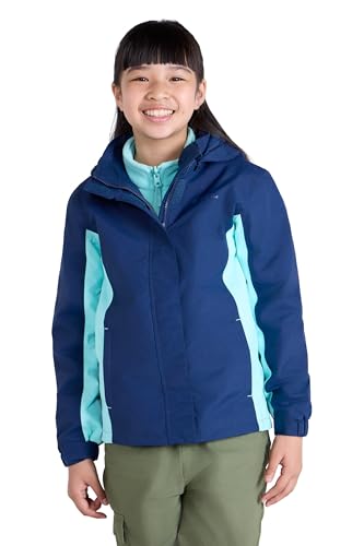 Mountain Warehouse Lightning 3-in-1 Kinder-Jacke - wasserdichte Winterjacke mit Fleecefutter, Jungen und Mädchen mit abnehmbarer Kapuze Blau Kinder 128 EU (7-8 Jahre) von Mountain Warehouse