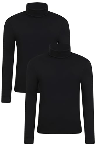 Mountain Warehouse Meribel Herren Baselayer mit Rollkragen, Pullover, Baumwolle Rolli Unterhemd Funktionsunterwäsche Thermounterwäsche Ski Snowboard, Winter Schwarz M von Mountain Warehouse