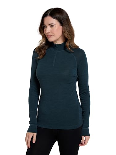 Mountain Warehouse Merino Damen Langarmshirt mit Reißverschluss II Aquamarin Damengröße EU 38 von Mountain Warehouse