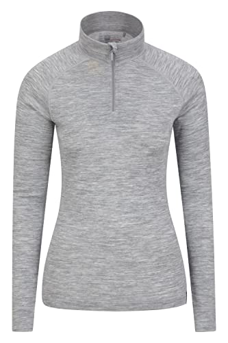 Mountain Warehouse Merino Damen Oberteil Pullover Mit Rundhalsausschnitt Unterhemd Funktionsunterwäsche Thermounterwäsche Ski Winter Baselayer Hellgrau 34 von Mountain Warehouse