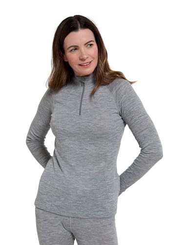 Mountain Warehouse Merino Damen Langarmshirt mit Reißverschluss II Hellgrau Damengröße EU 40 von Mountain Warehouse