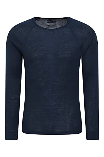 Mountain Warehouse Merino-Funktionsshirt Herren - schnelltrocknende, warme Thermounterwäsche, leichtes Merino-Unterhemd, Sportoberteil für Winter & Ski Marineblau Large von Mountain Warehouse