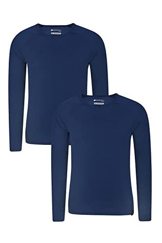 Mountain Warehouse Merino-Funktionsshirt Herren - schnelltrocknendes, warmes Langarm-Funktionsshirt zum Wandern, leichtes Merino-Unterhemd für Herren, perfekt zum Reisen Marineblau Large von Mountain Warehouse