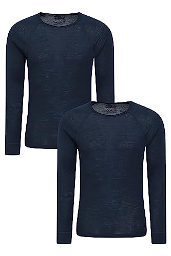 Mountain Warehouse Merino-Funktionsshirt Herren - schnelltrocknendes, warmes Langarm-Funktionsshirt zum Wandern, leichtes Merino-Unterhemd für Herren, perfekt zum Reisen Marineblau XXL von Mountain Warehouse