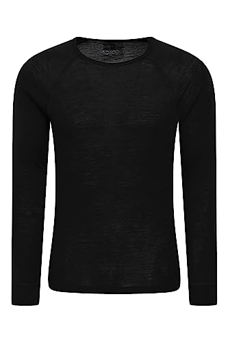 Mountain Warehouse Merino-Funktionsshirt Herren - schnelltrocknendes, warmes Langarm-Funktionsshirt zum Wandern, leichtes Merino-Unterhemd für Herren, perfekt zum Reisen Schwarz 3XL von Mountain Warehouse