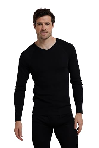 Mountain Warehouse Merino Herren Baselayer mit V-Ausschnitt Schwarz 4X-Large von Mountain Warehouse