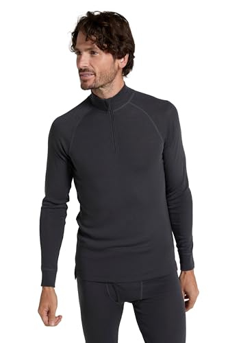 Mountain Warehouse Merino Mens Long Sleeved Thermal Baselayer Top - Leichter, atmungsaktiver und schnell trocknender Pullover - Für Spaziergänge und Wanderungen Dunkel Grau 2X-Large von Mountain Warehouse
