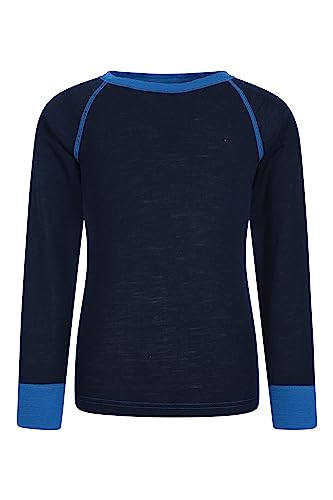 Mountain Warehouse Merino Kinder-Rundhalsoberteil Unterhemd Thermounterwäsche Skiunterwäsche Langarmshirt Winter Baselayer Winter Baselayer Blau 3-4 Jahre von Mountain Warehouse